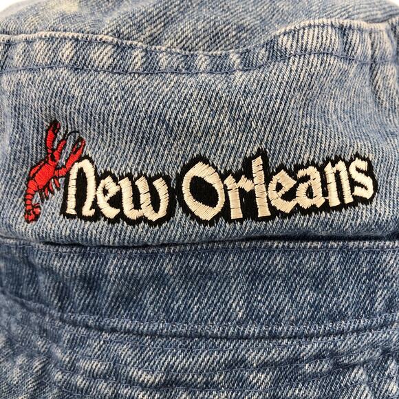 90s denim bucket hat New Orleans crawfish 1990s vintage - Picture 2 of 7